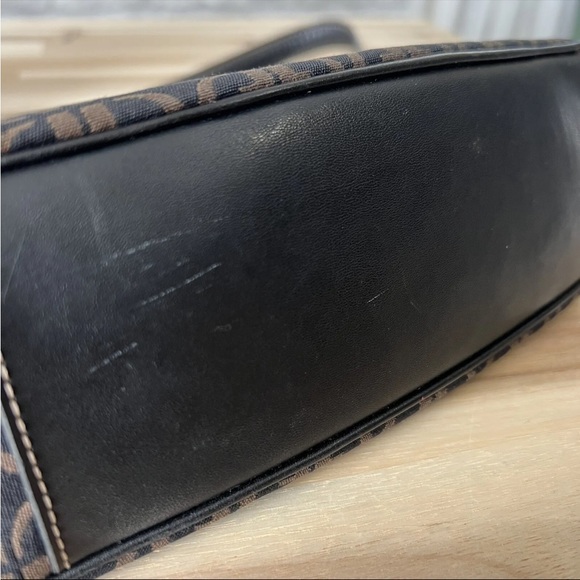 Vintage Y2K Fossil Shoulder Bag All Over Print Black and Brown Canvas - Picture 6 of 12